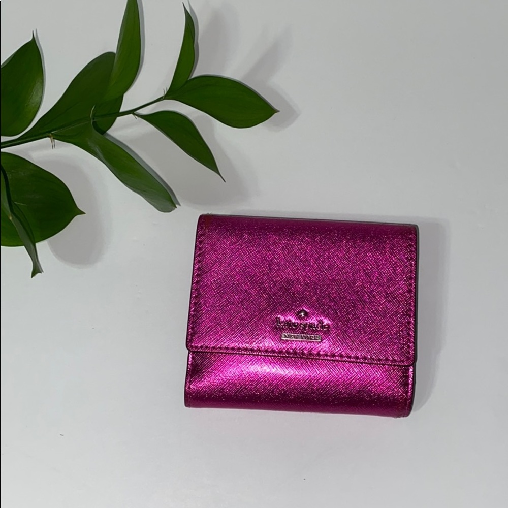 Kate Spade ♠️ Pink Metallic Trifold Wallet